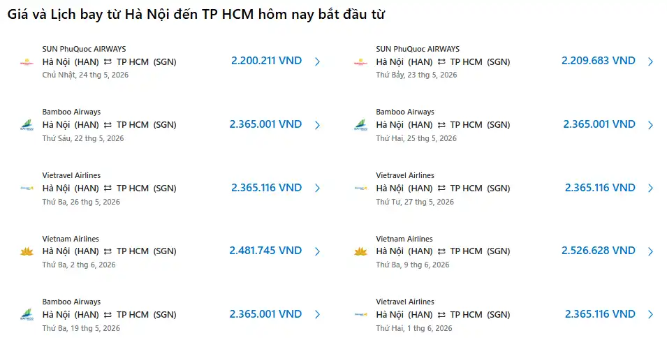 Giá Vé Hà Nội Sài Gòn Bao Nhiêu? Kinh Nghiệm Đặt Vé Máy Bay Tiết Kiệm